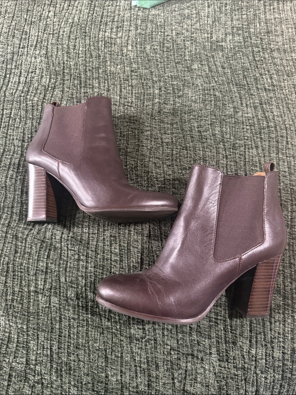 Michael Kors Dark Brown Leather Chelsea Block Heel Ankle Boots